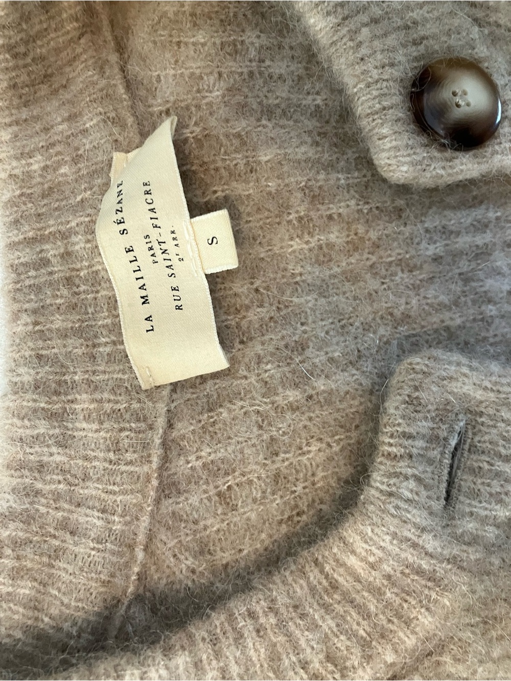 Sezane Taupe Ribbed Button-Front Cardigan - Picture 2 of 2